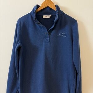 Vineyard Vines Men’s Small Blue Whale Quarter Snap  thin Sweatshirt Pullover